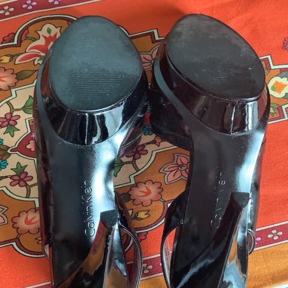 Calvin Klein Peper Patent Black Platform Heels - SIZE 7M - Picture 8 of 15